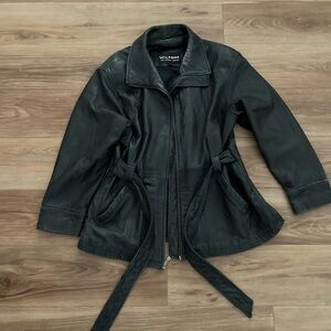 Wilson Women's Black Leather Belted Jacket